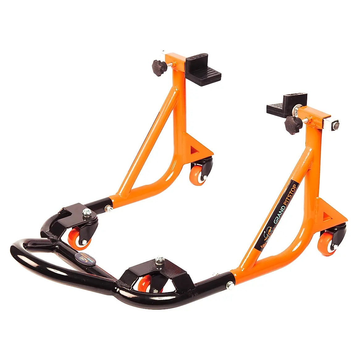 Rear Paddock Stand Dismantable with 360 Rotation- Black Orange-(Bike Wt upto: 280 kgs)