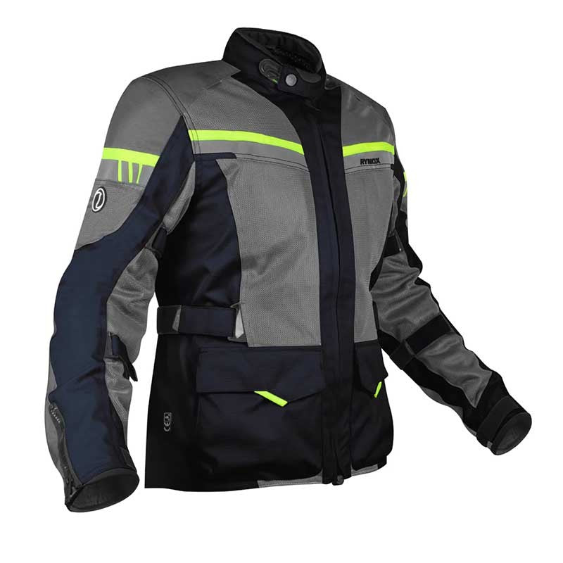 Rynox Stealth Air Pro Blue Hi-Viz Green Riding Jacket