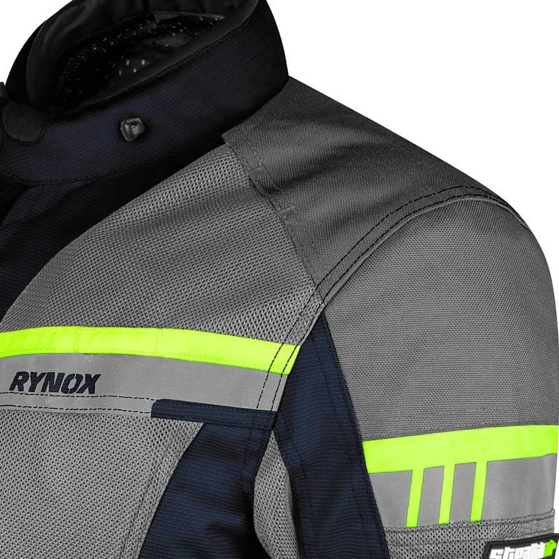 Rynox Stealth Air Pro Blue Hi-Viz Green Riding Jacket