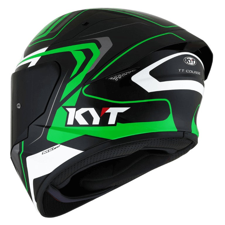 KYT TT Course Overtech Black Green Helmet