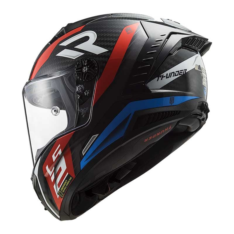 LS2 FF805 Thunder Plus Carbon Supra Gloss Black Red Blue Helmet - 06