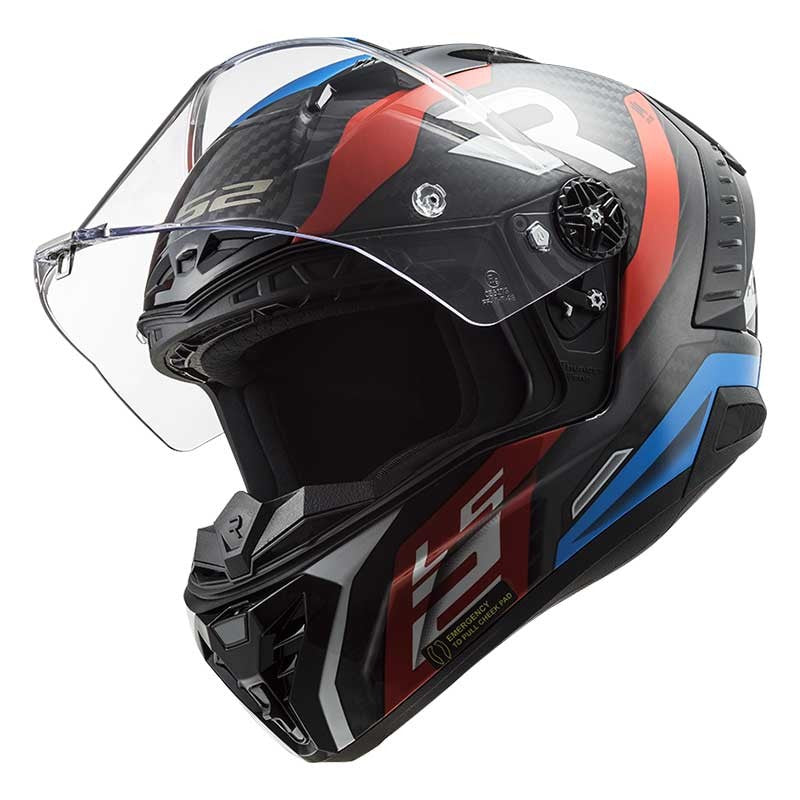LS2 FF805 Thunder Plus Carbon Supra Gloss Black Red Blue Helmet - 06