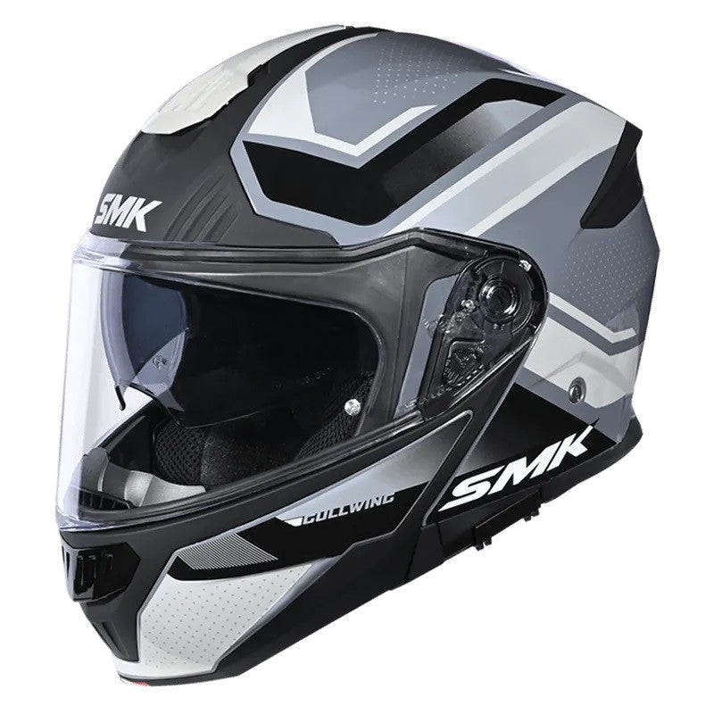 SMK Gullwing Supertour Matt Grey White Helmet (MA661)