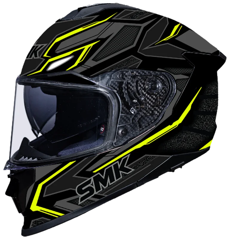 SMK Titan Panther Gloss Black Grey Yellow (GL264) Helmet - AH Helmets