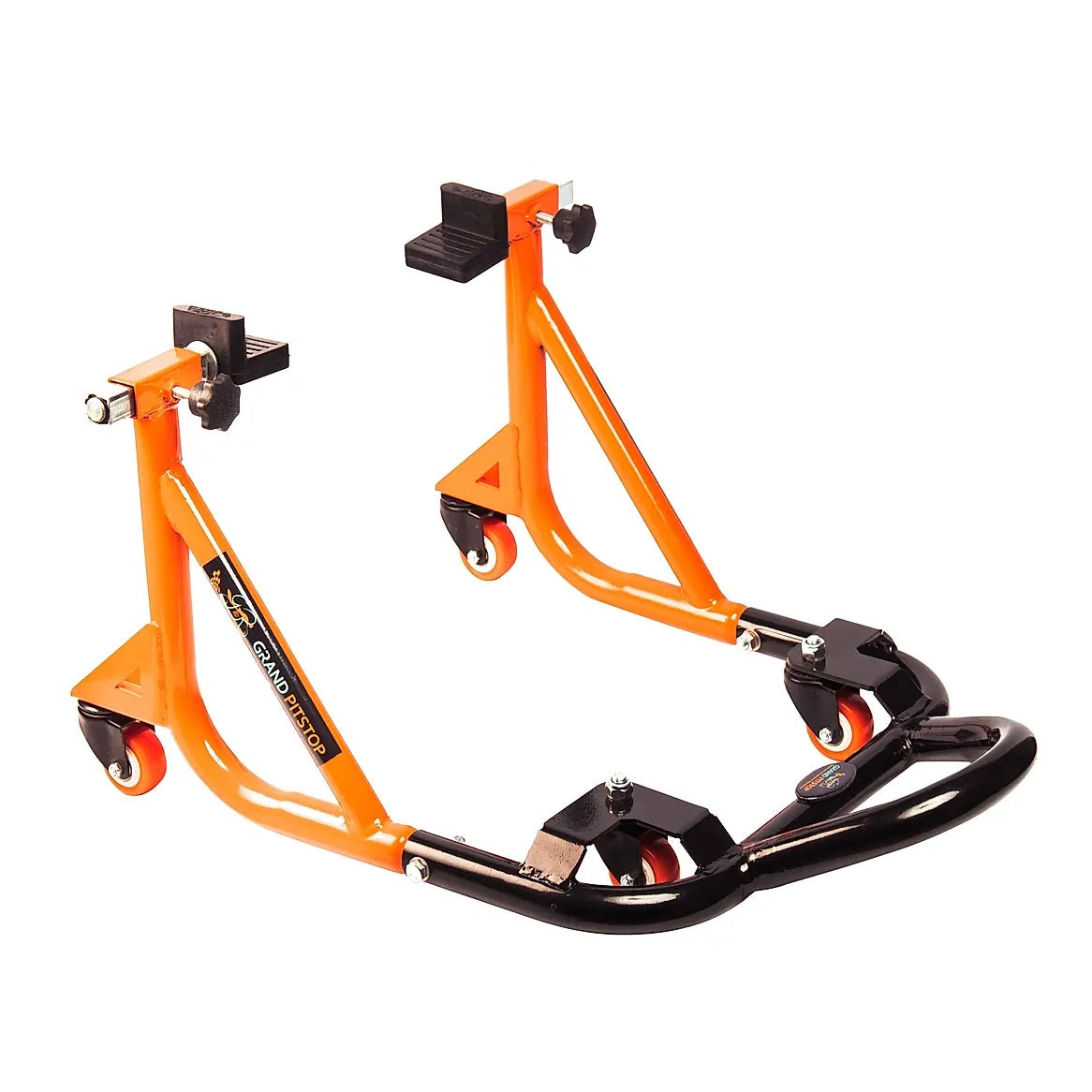 Rear Paddock Stand Dismantable with 360 Rotation- Black Orange-(Bike Wt upto: 280 kgs)