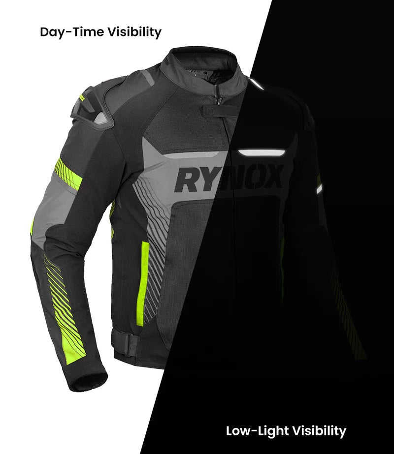 RYNOX APEX EVO CE CERTIFIED CLASS AA JACKET (BLACK-HI-VIZ)