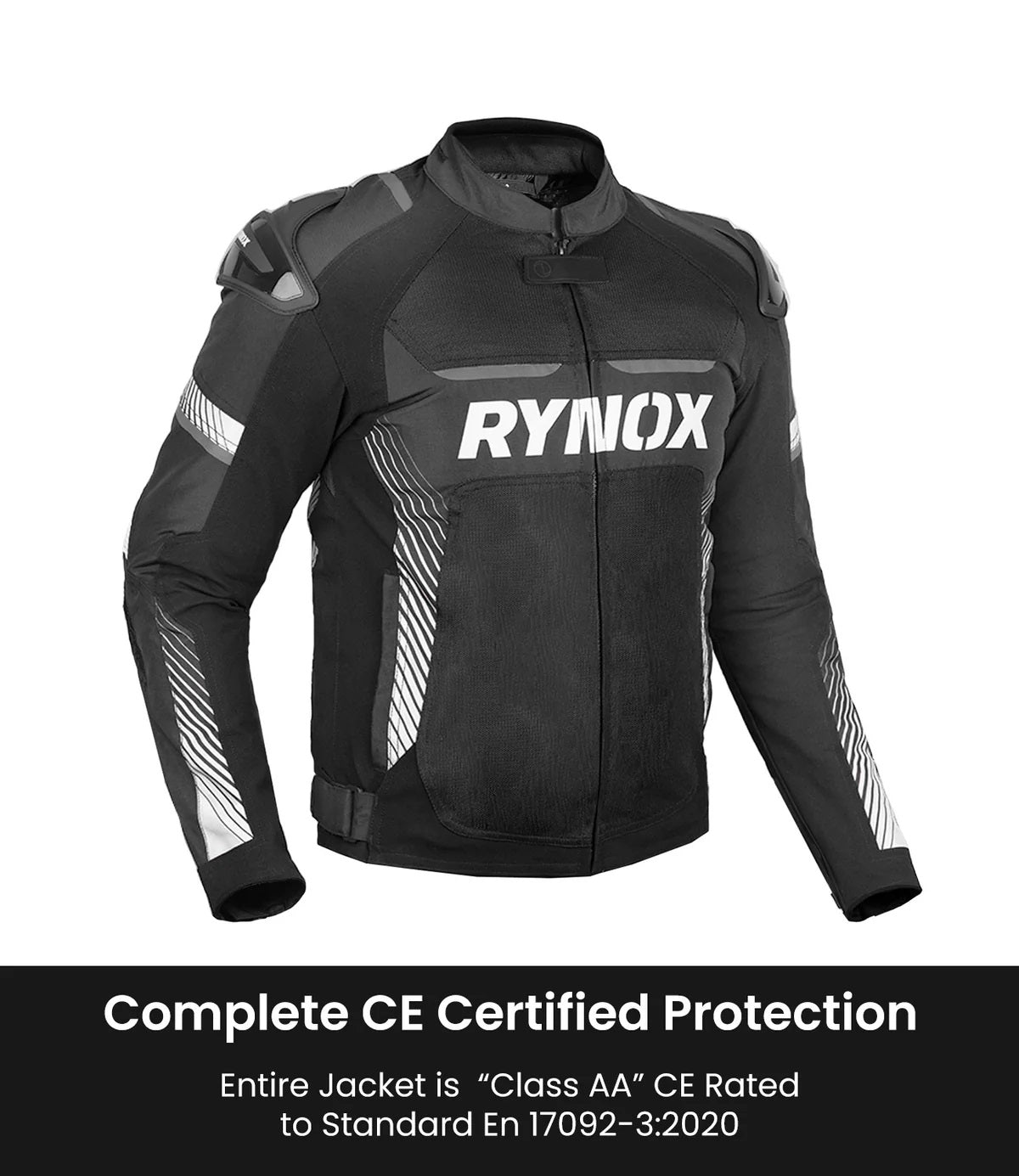 RYNOX APEX EVO CE CERTIFIED CLASS AA JACKET (BLACK-WHITE)