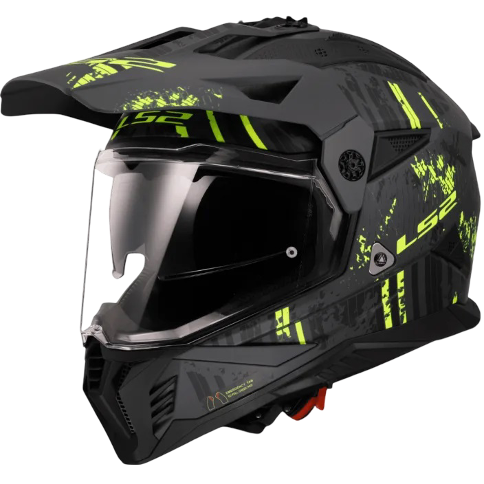 LS2 MX436 Pioneer II Crazy Matt Black Hi-Viz Yellow - 06