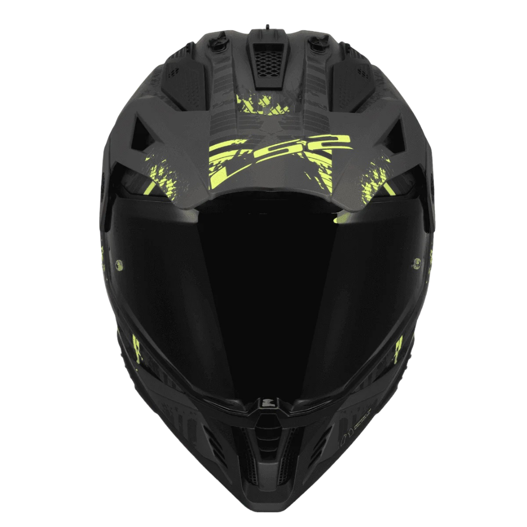 LS2 MX436 Pioneer II Crazy Matt Black Hi-Viz Yellow - 06