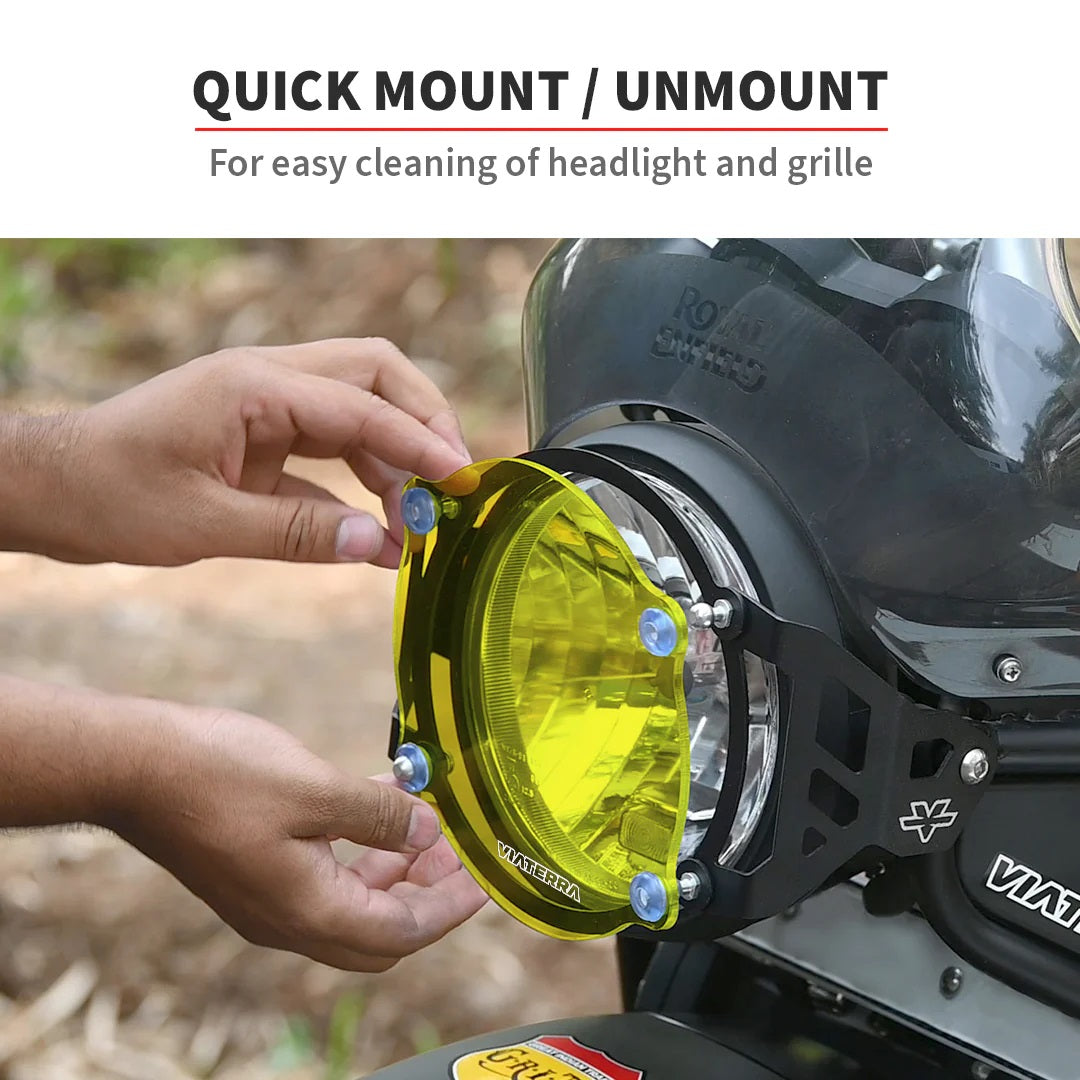 VIATERRA HEADLIGHT GRILL FOR HIMALAYAN BS4 YELLOW TINT