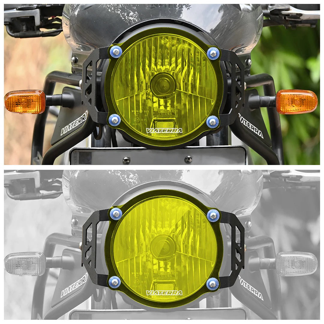 VIATERRA HEADLIGHT GRILL FOR HIMALAYAN BS4 YELLOW TINT