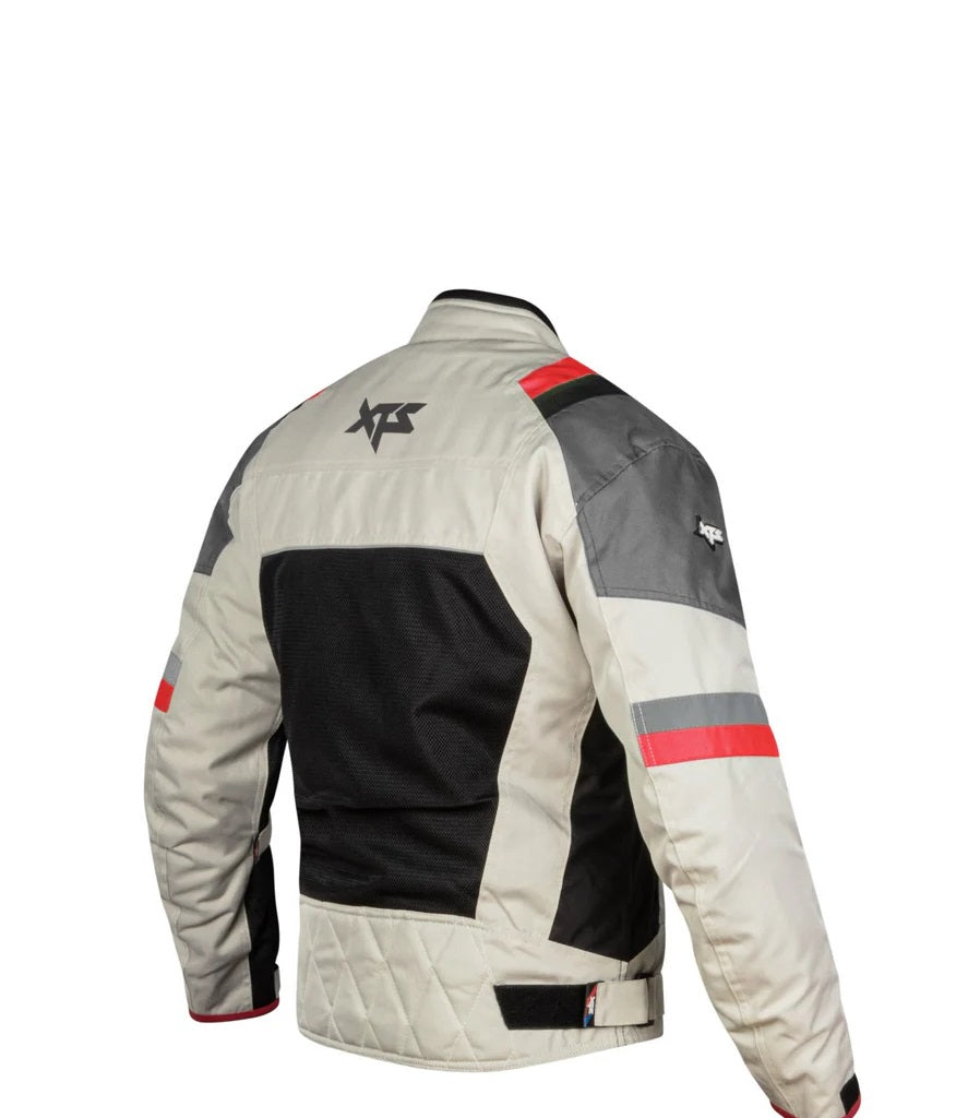 XTS Speedway Off White Grey Red Riding Jacket