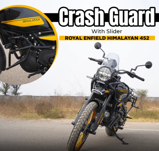 ZANA Crash Guard For Himalayan 450 (With Slider Black Texture,Mild Steel) Type-1