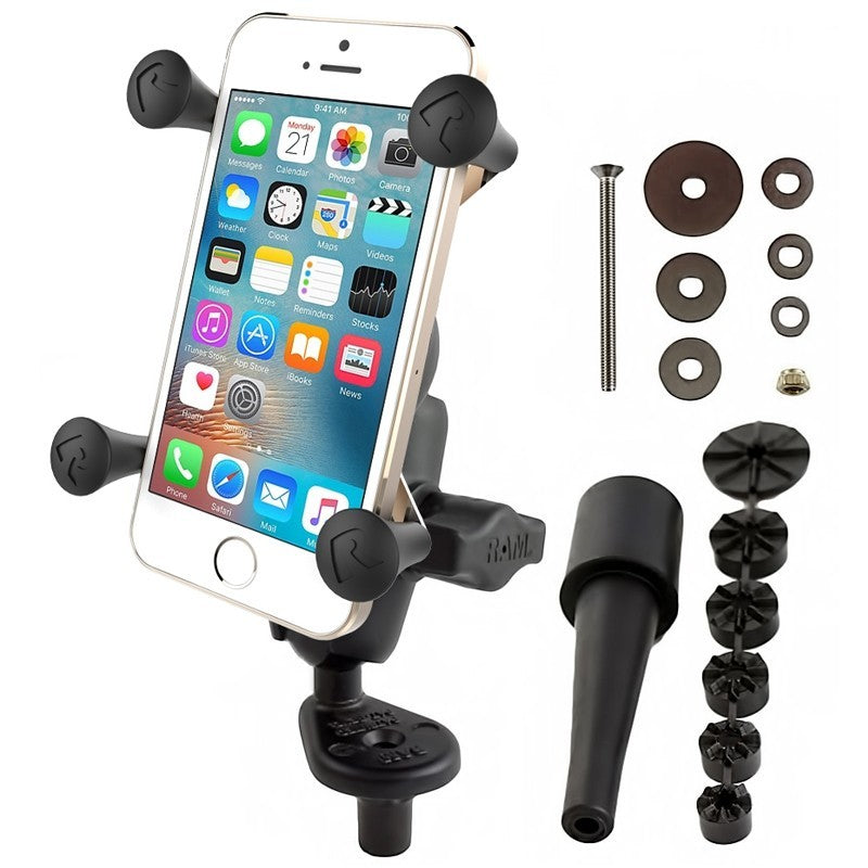 RAM Fork Stem Mount with Short Double Socket Arm & Universal RAM® X-Grip® Phone Cradle