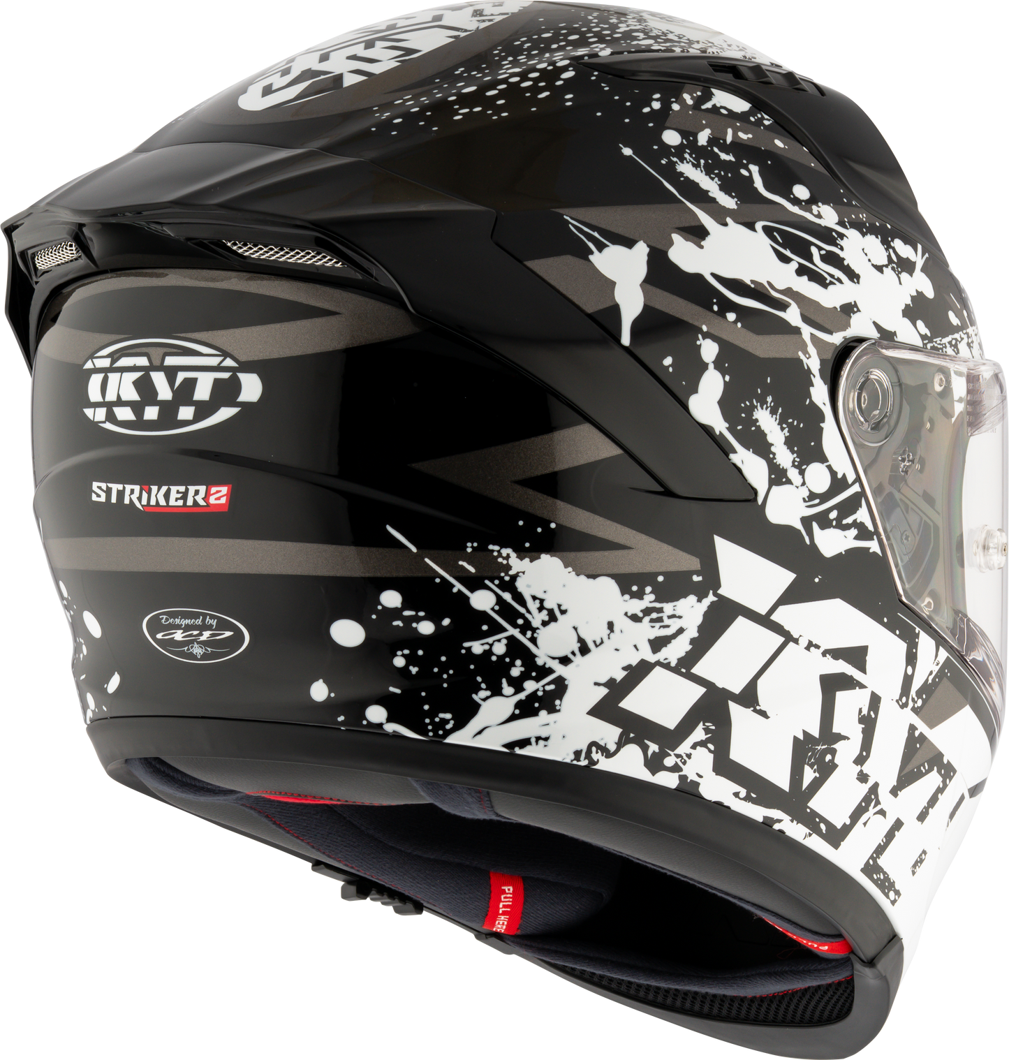 KYT Striker 2V Nutron Gloss Black White Helmets