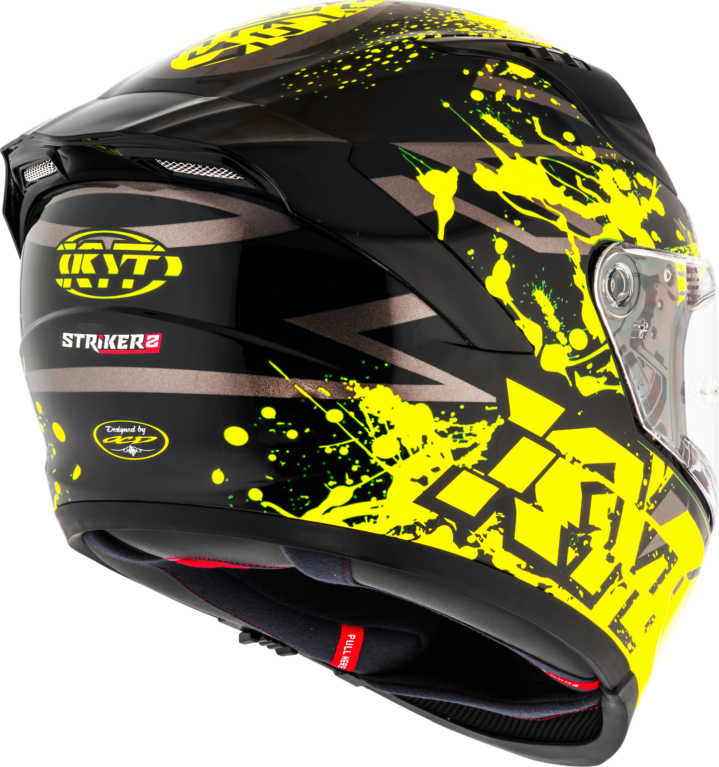 KYT Striker 2V Nutron Gloss Black Yellow Helmets