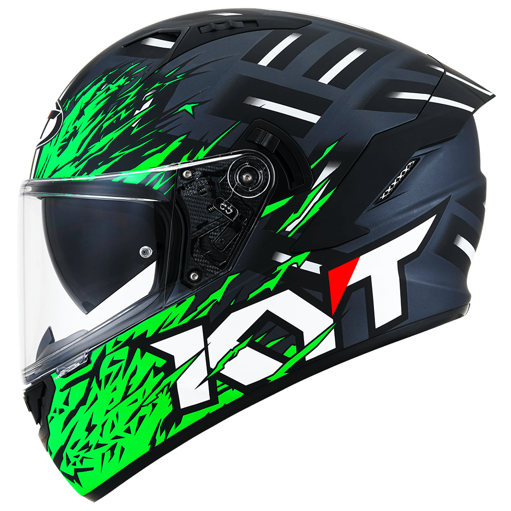 KYT Striker 2V FLAMING ANTHRACITE GREEN Helmet