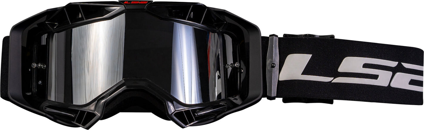 LS2 AURA PRO Offroad Goggles with Silver Iridium Visor (Black )