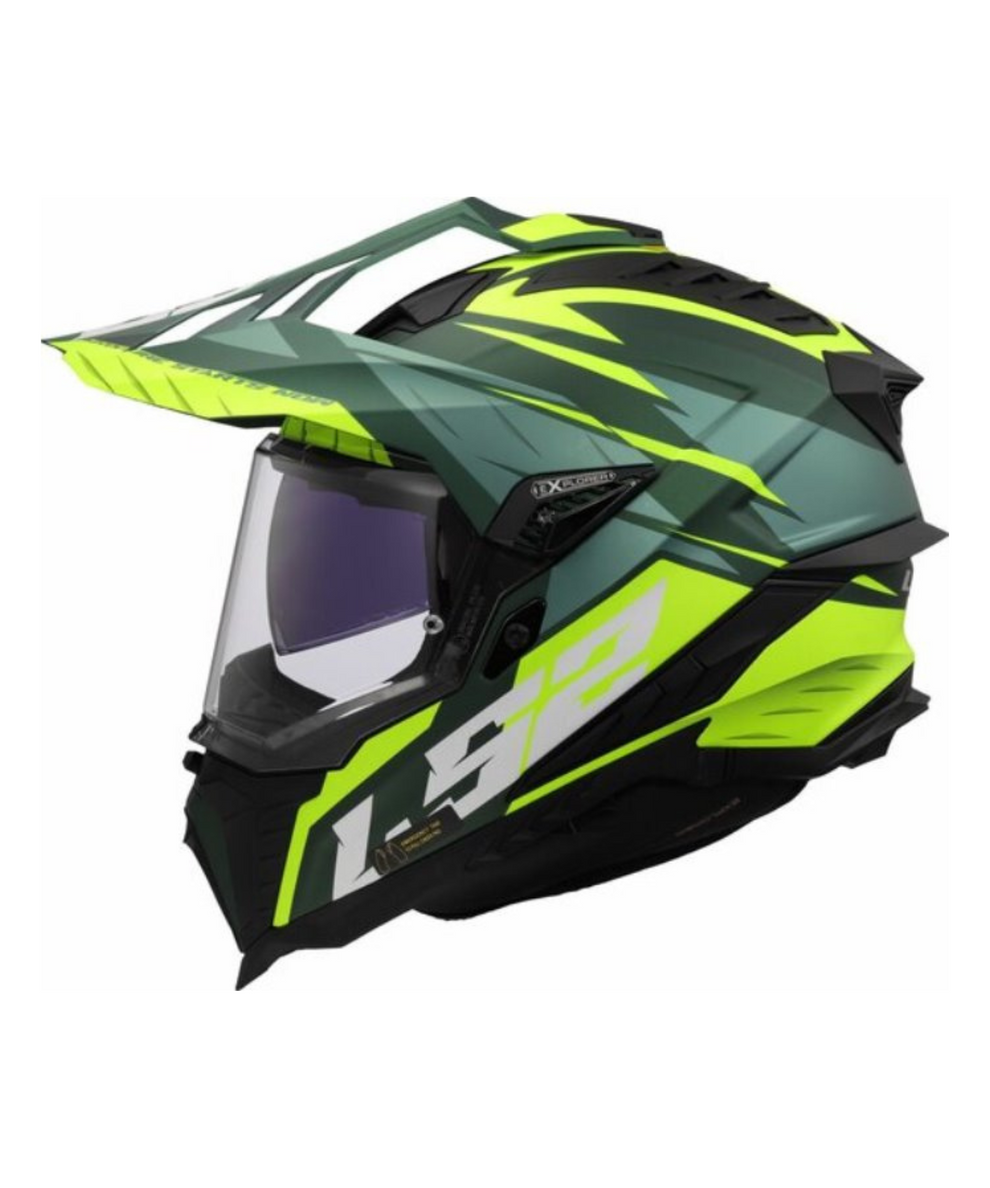 LS2 MX701 EXPLORER Spire Gloss Hi Viz Green Helmets