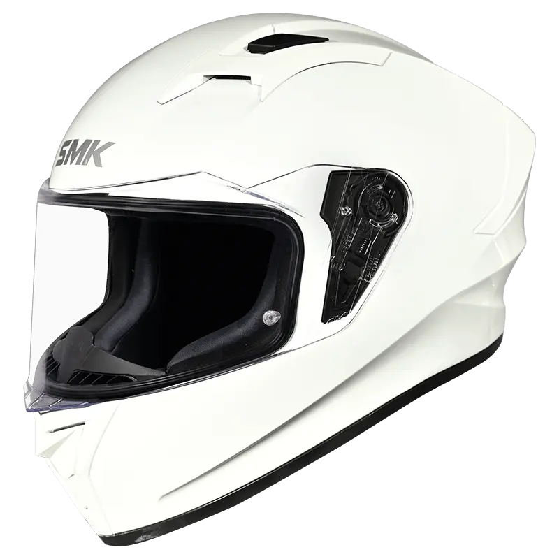 SMK Stellar Sports Solid Gloss White Helmet (GL100) - AH Helmets