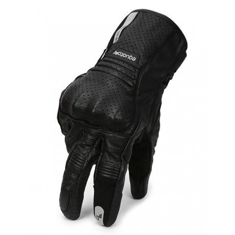 Bikeratti Equator Summer Leather Riding Black Gloves