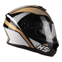 Lazer MH5 Light Gloss Black White Gold Flip Up Helmet