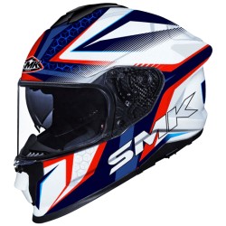SMK Titan Slick Gloss White Blue Red (GL153) Helmet