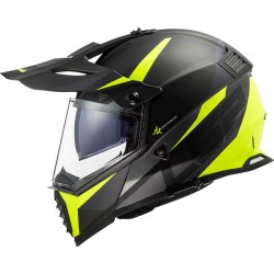 LS2 MX436 Pioneer Evo Router Gloss Black Hi Viz Yellow Helmet