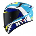 KYT TT Course Grand Prix White/Light Blue Helmet
