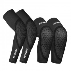Motowolf Breathable Mesh Cloth Protection Pro Moto Black Knee & Elbow Pads (Pair)