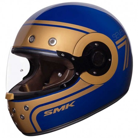 SMK Retro Seven Gloss Blue Yellow (GL 540) Helmet