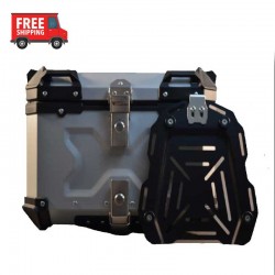 Motovanguard 55L Silver Top Box with Backrest (X embossed )