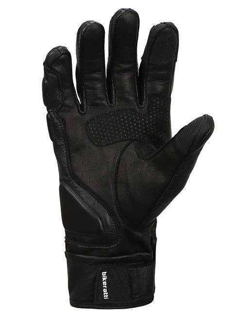 Bikeratti Equator Summer Leather Riding Black Gloves