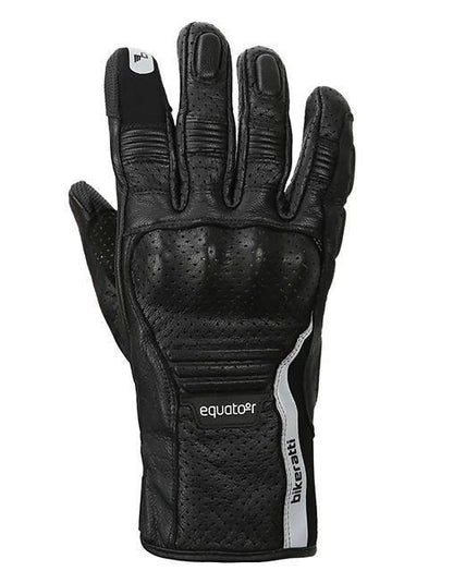 Bikeratti Equator Summer Leather Riding Black Gloves