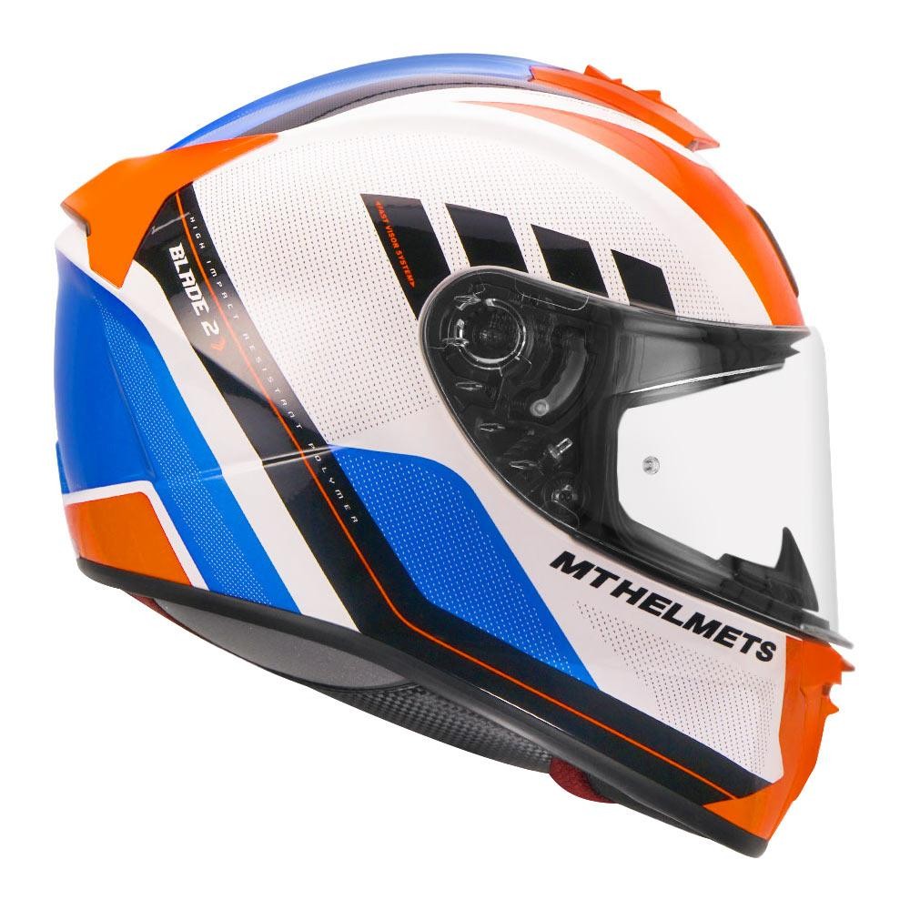 MT Blade 2sv Plus Motorcycle Gloss Fluorescent Orange Helmet