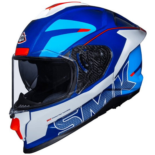 SMK Titan Firefly Gloss White Blue Red (GL513) Helmet - AH Helmets