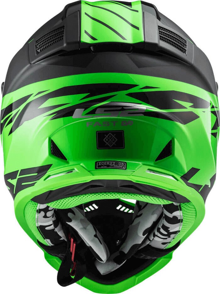 LS2 MX437 Fast Evo Roar Matt Gloss Black Green Helmet