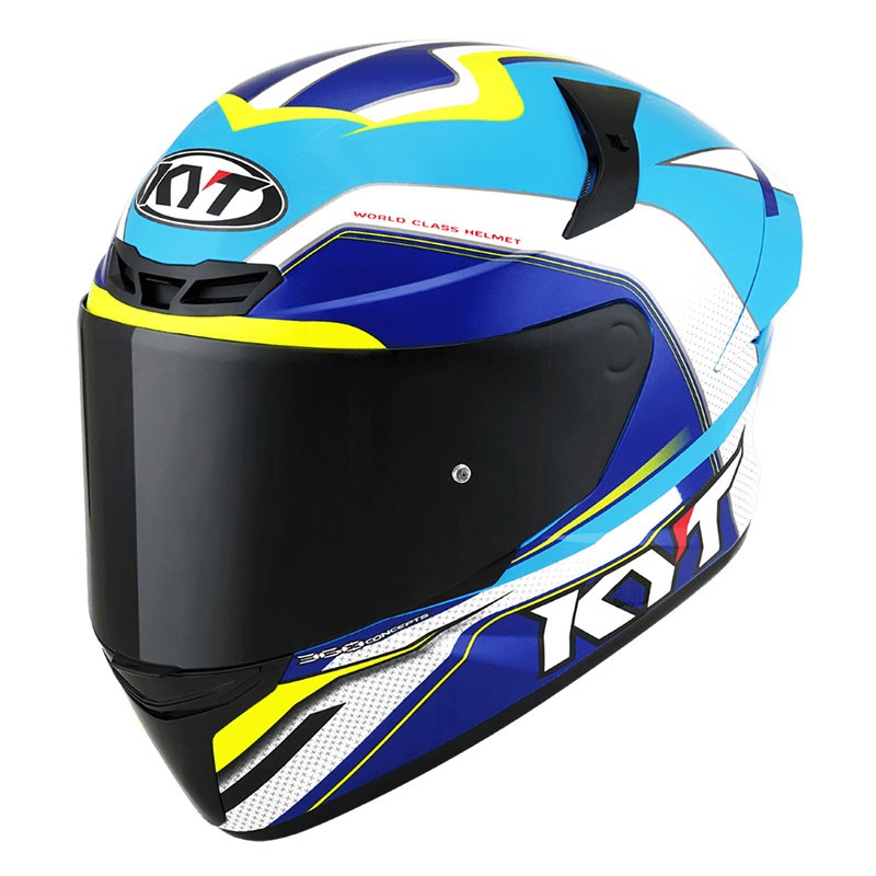 KYT TT Course Grand Prix White/Light Blue Helmet
