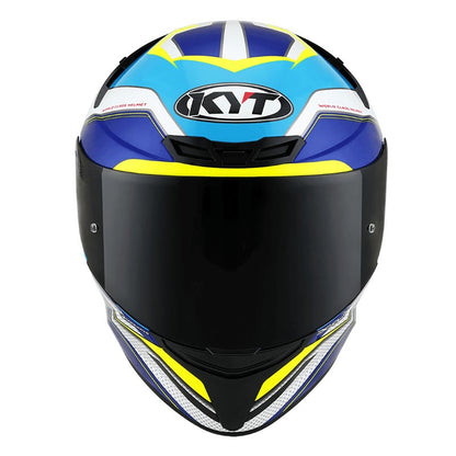 KYT TT Course Grand Prix White/Light Blue Helmet