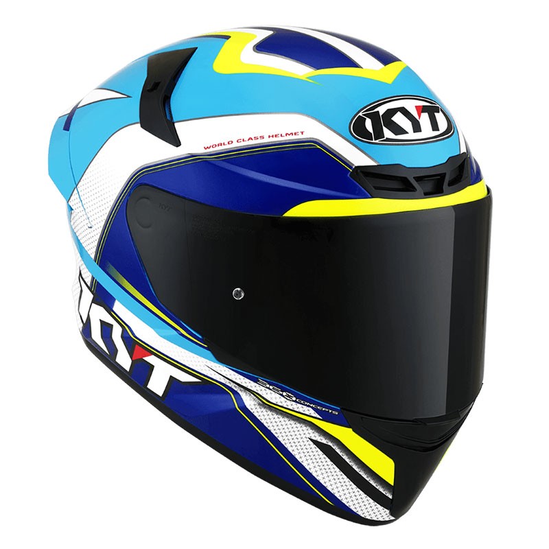 KYT TT Course Grand Prix White/Light Blue Helmet