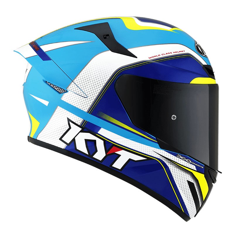 KYT TT Course Grand Prix White/Light Blue Helmet