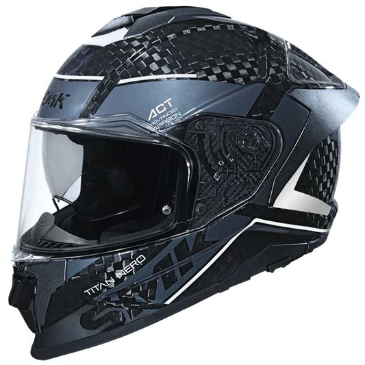 SMK Titan Carbon NeroBlack Grey White GL 261 Helmet - AH Helmets