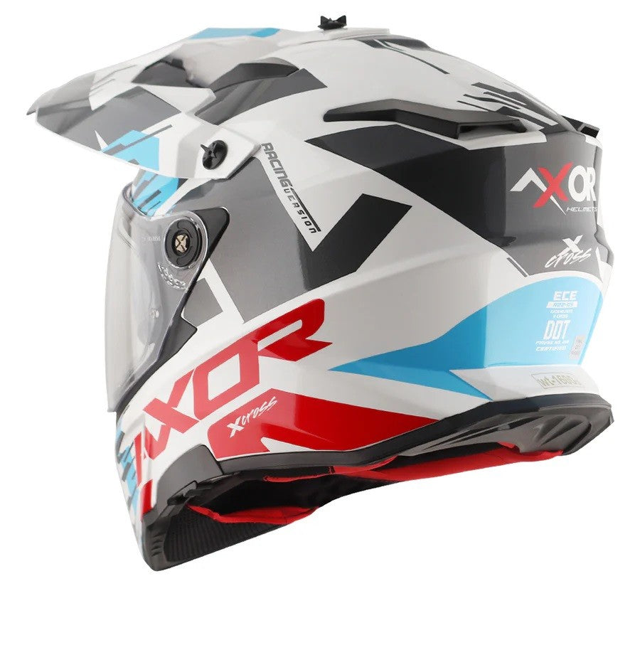 Axor X-Cross X1 Dual Visor Gloss White Red Helmet