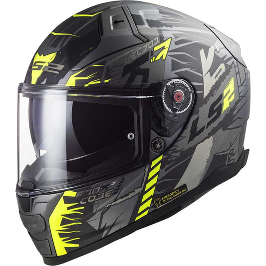 LS2 FF811 VECTOR II Techbot Gloss Hi Viz Yellow Helmet
