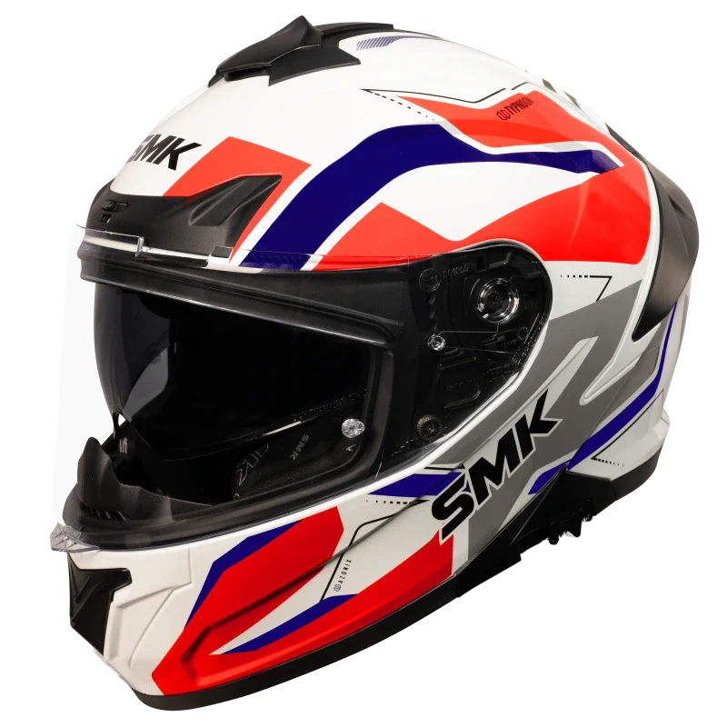 SMK Typhoon Azonix Gloss White Red Blue (GL135) Helmet ECE 22-06