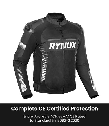 RYNOX APEX EVO CE CERTIFIED CLASS AA JACKET (BLACK-WHITE)