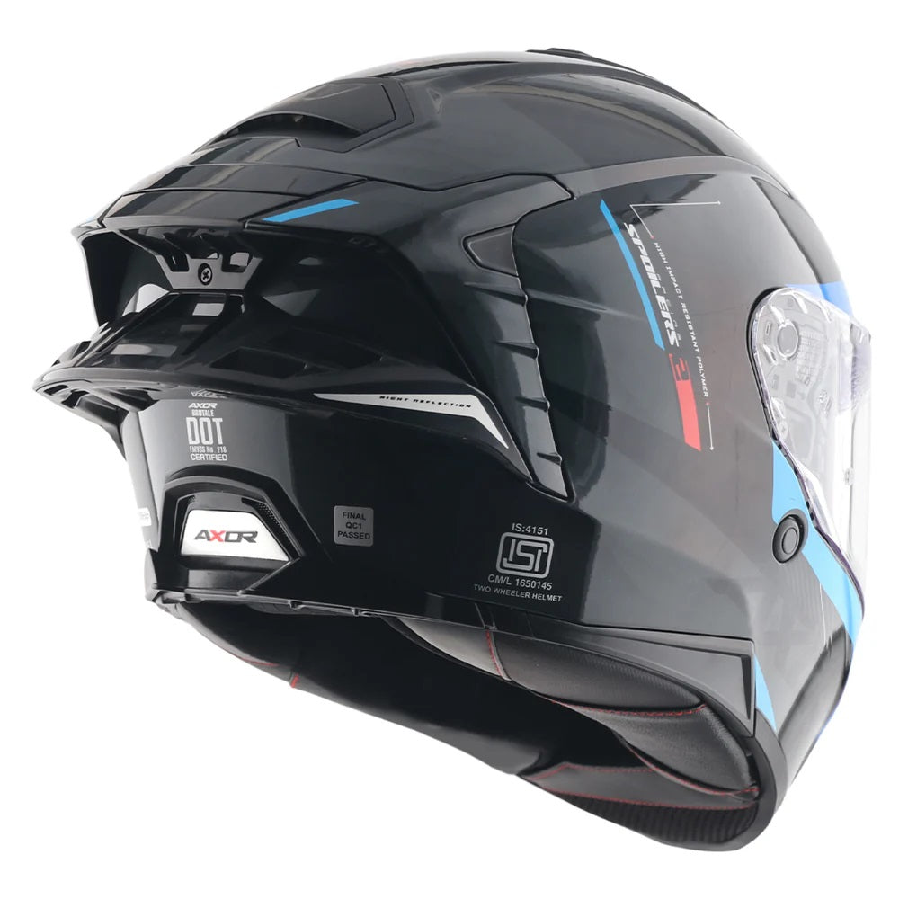 Axor Brutale Krytic Black Blue Dual Spoiler Helmet