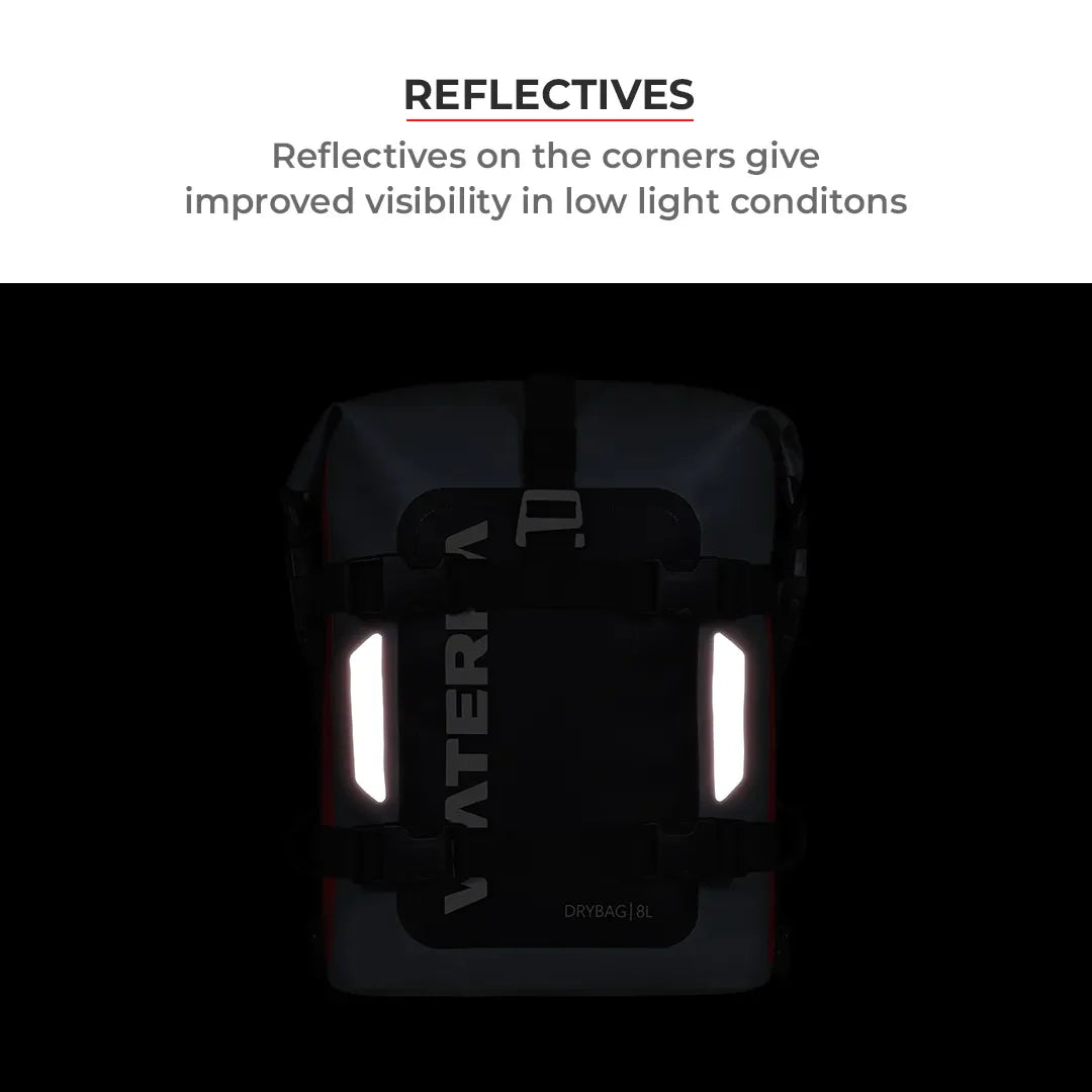 Viaterra Drybag 8L - 100% Waterproof Motorcycle Tailbag/ Rear Rack Bag (Universal With Versatile Mounting)
