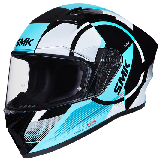 SMK Stellar Sports Faro Gloss Black White Blue (GL215) Helmet - AH Helmets