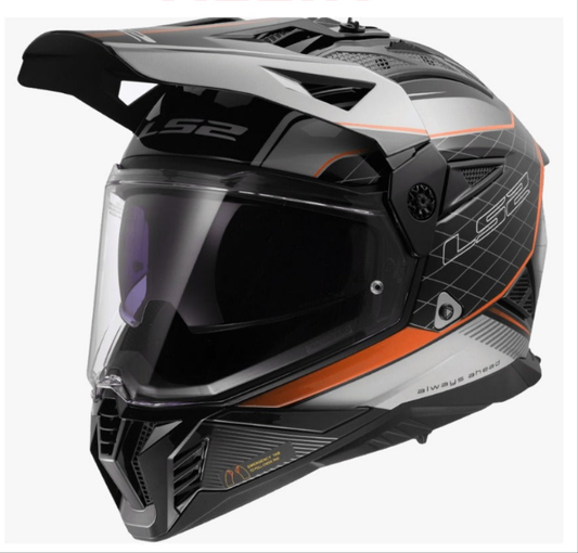 LS2 MX436 Pioneer II 100th Gloss Black Light Grey orange  - 06
